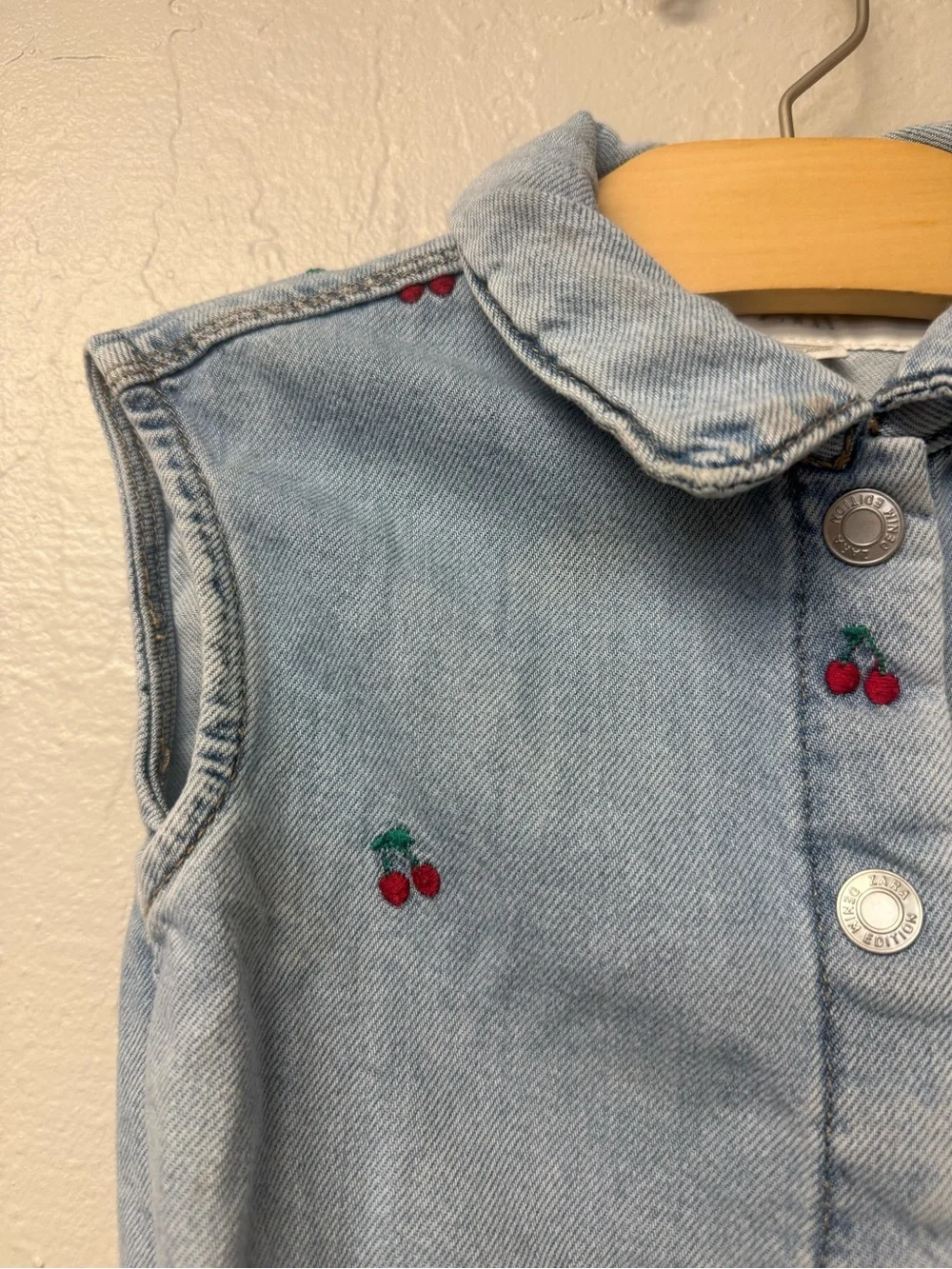 $20 ADD ON zara cherry denim top button down 5Y rylee + cru mini boden h&m